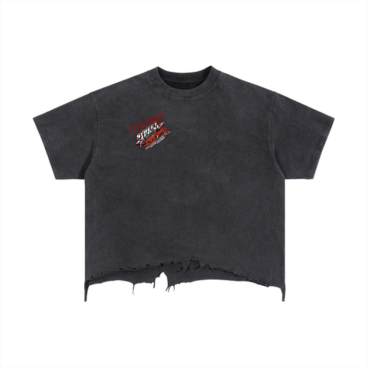 Vintage Wash Boxy Distressed Hem T-Shirt