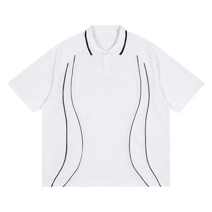 Unisex Raglan Piping Polo Shirt